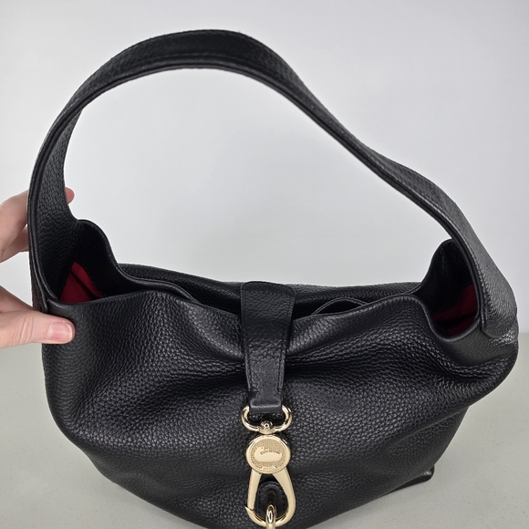 Dooney & Bourke Large Pebble Grain Logo Lock Hobo Bag in Black Leather - Picture 7 of 14